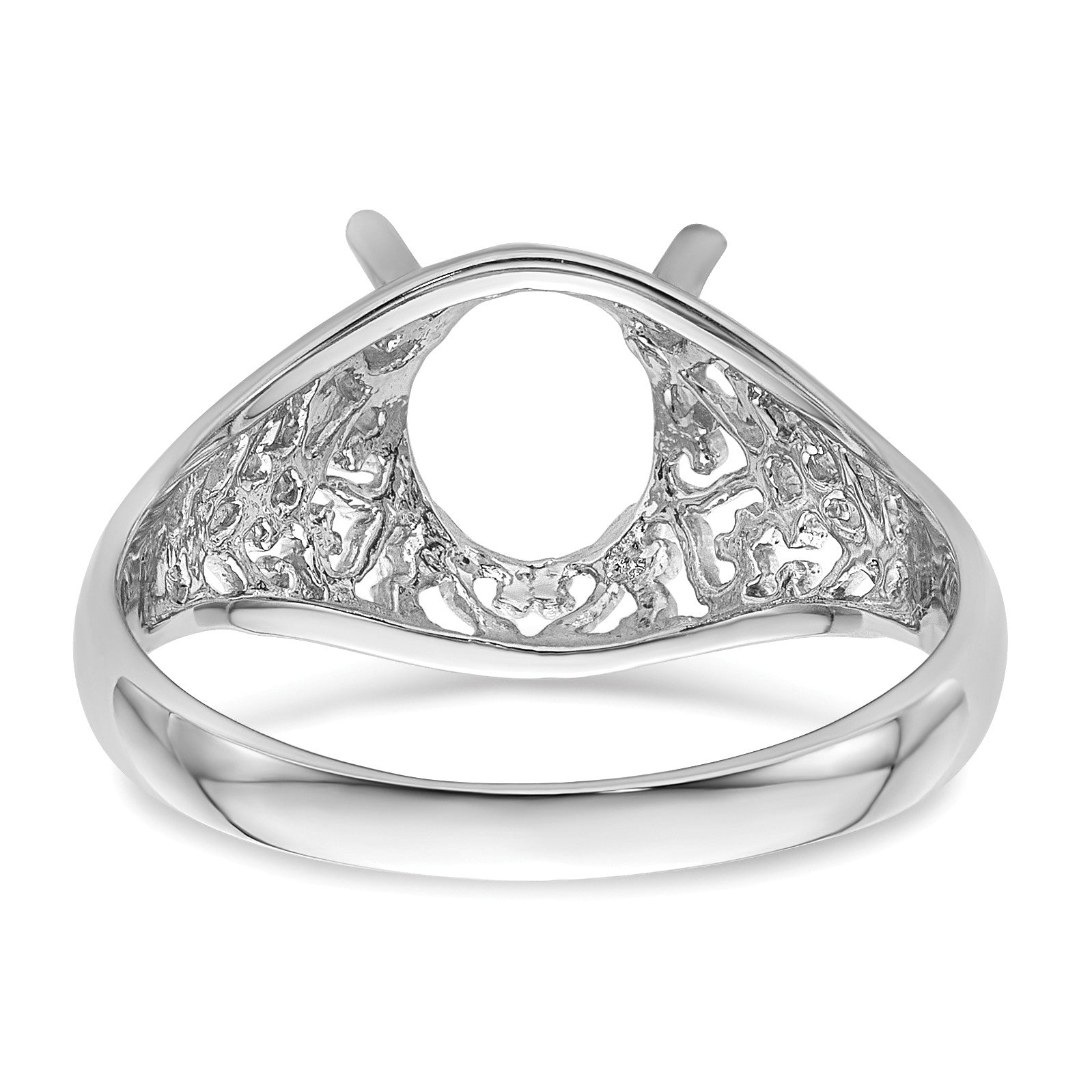 14k White Gold Holds 8x6mm Oval Gemstone Ring Mounting