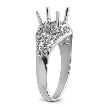 14k White Gold Holds 8x6mm Oval Gemstone Ring Mounting