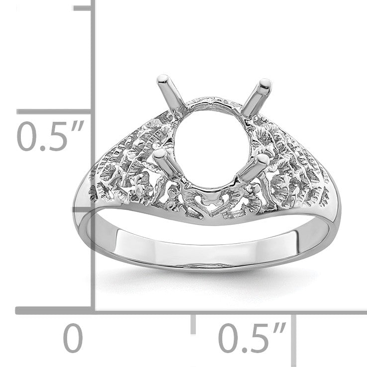 14k White Gold Holds 8x6mm Oval Gemstone Ring Mounting