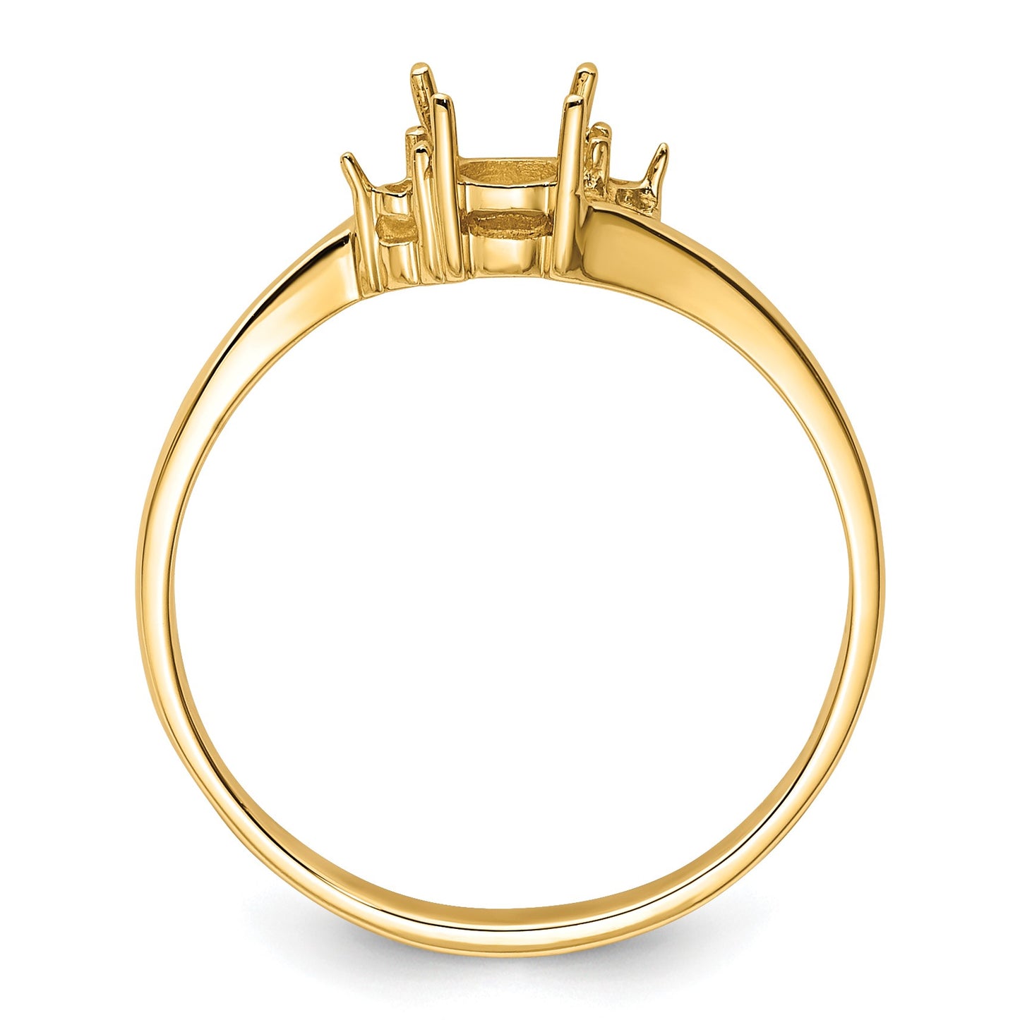 14k Holds 2-1.2mm Diamond and 1-4mm Round Gemstone Ring Mounting