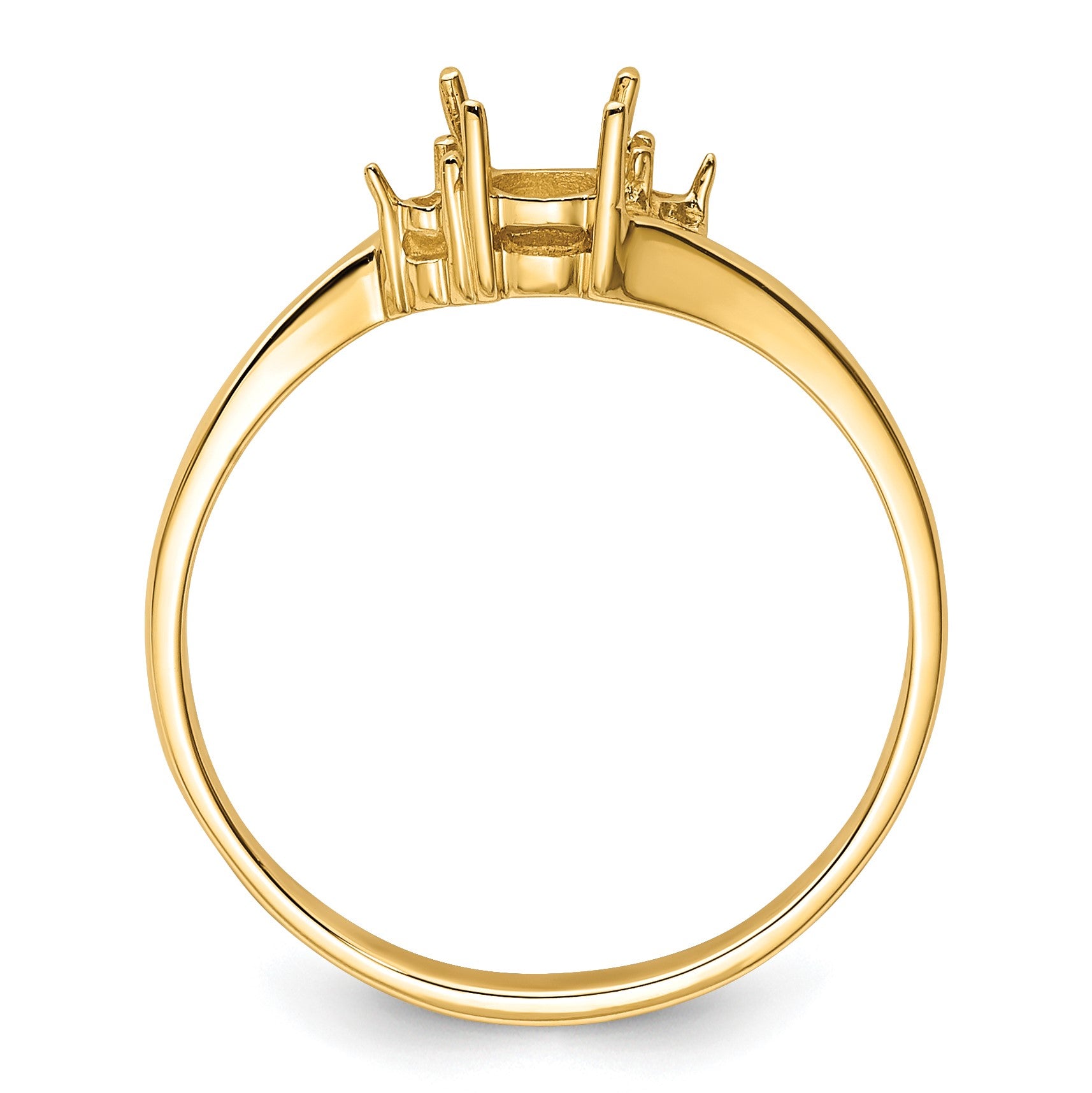 14k Holds 2-1.2mm Diamond and 1-4mm Round Gemstone Ring Mounting