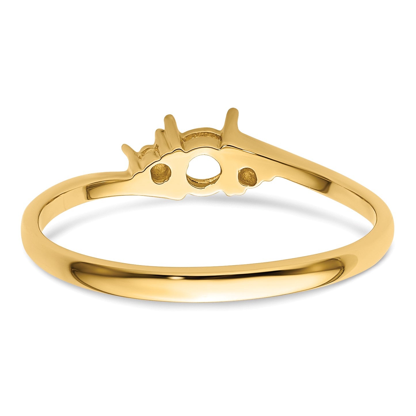 14k Holds 2-1.2mm Diamond and 1-4mm Round Gemstone Ring Mounting