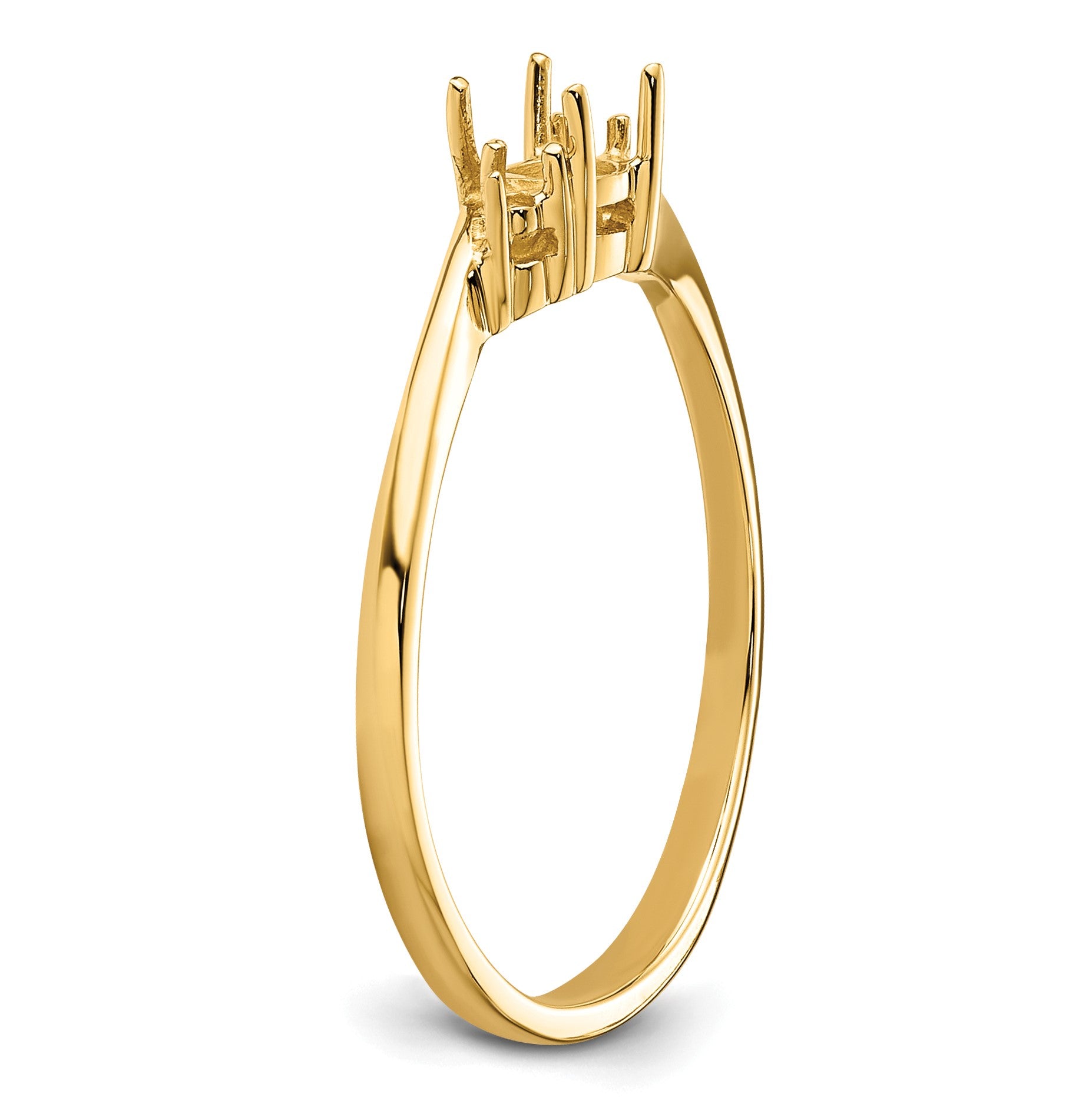 14k Holds 2-1.2mm Diamond and 1-4mm Round Gemstone Ring Mounting