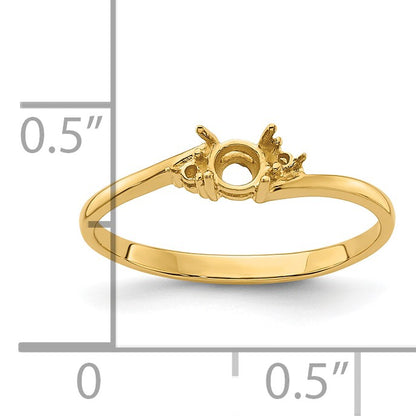 14k Holds 2-1.2mm Diamond and 1-4mm Round Gemstone Ring Mounting