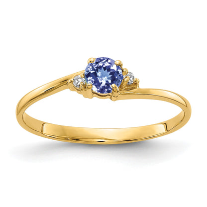 14k 4mm Round Tanzanite and AA Diamond Ring