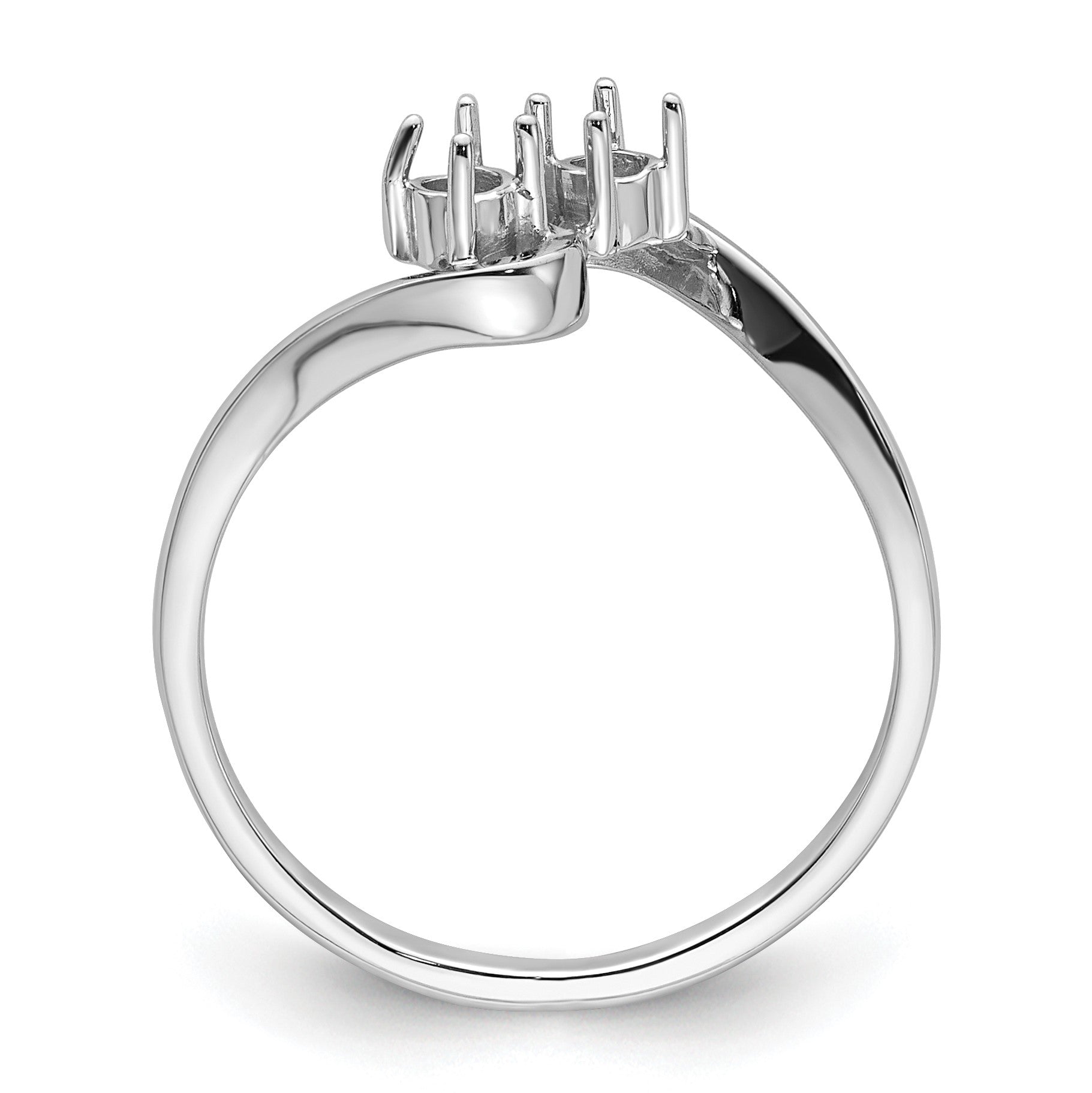 14k White Gold Holds 2-3mm Round Gemstones Ring Mounting