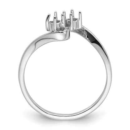 14k White Gold Holds 2-3mm Round Gemstones Ring Mounting