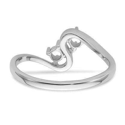 14k White Gold Holds 2-3mm Round Gemstones Ring Mounting