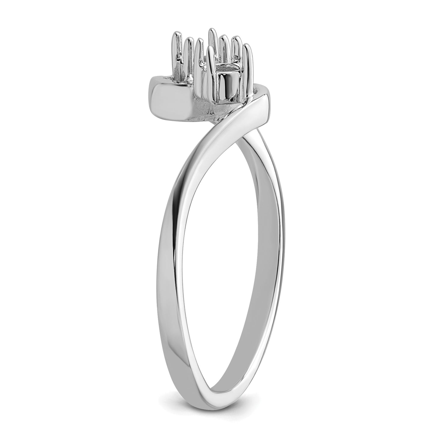 14k White Gold Holds 2-3mm Round Gemstones Ring Mounting