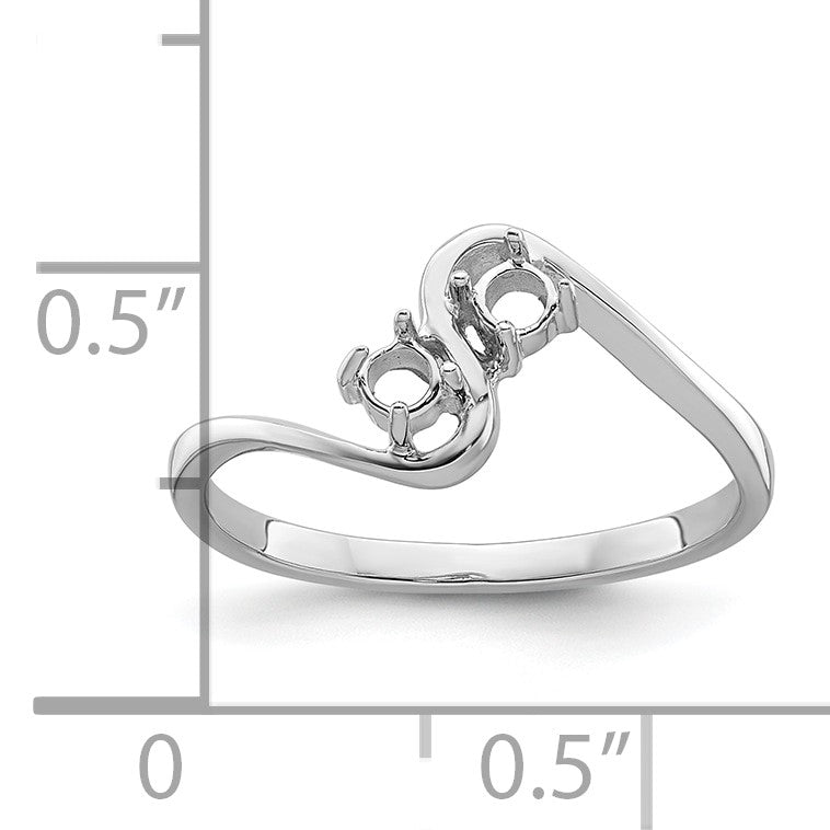 14k White Gold Holds 2-3mm Round Gemstones Ring Mounting
