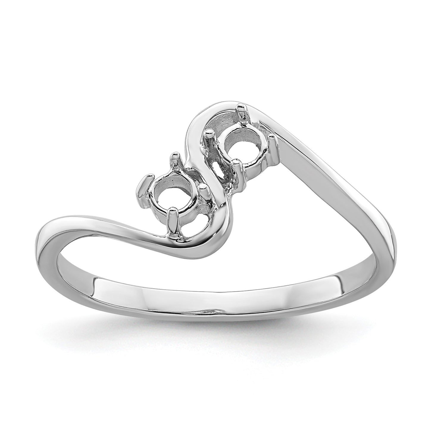 14k White Gold Holds 2-3mm Round Gemstones Ring Mounting