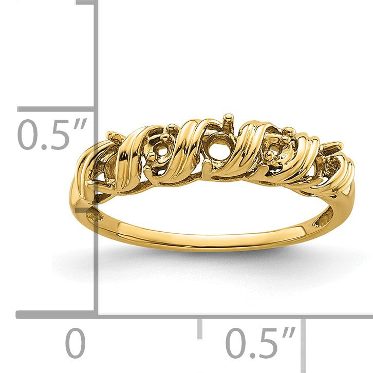 14k Holds 2-1.4mm and 3-2.75mm Stones Twist Ring Mounting