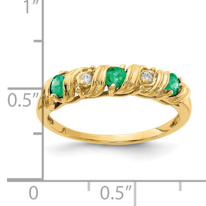 14k 2.75mm Emerald and AA Diamond Twist Ring