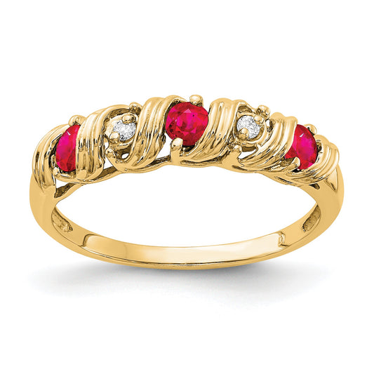 14k 2.75mm Ruby and AA Diamond Twist Ring