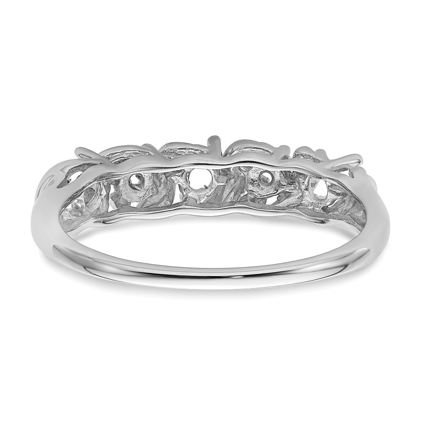 14k White Gold Holds 2-1.4mm and 3-2.75mm Stones Twist Ring Mounting