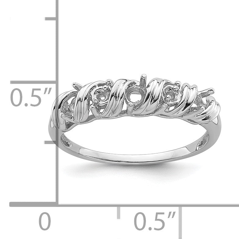 14k White Gold Holds 2-1.4mm and 3-2.75mm Stones Twist Ring Mounting