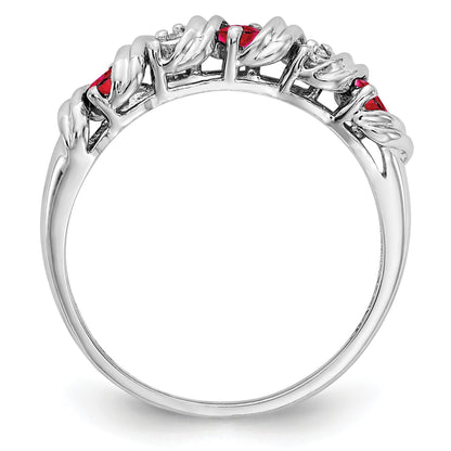 14k White Gold 2.75mm Ruby and AA Diamond Twist Ring