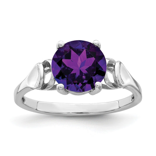 14k White Gold Holds 8mm Round Gemstone Ring Mounting