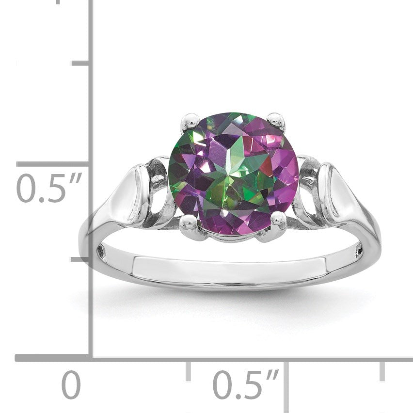 14k White Gold 8mm Mystic Fire Topaz Ring