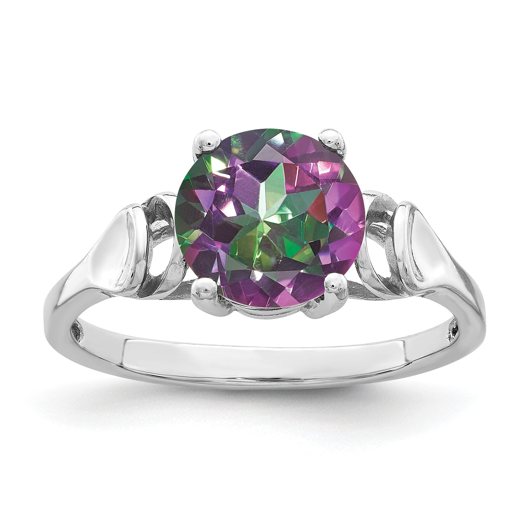 14k White Gold 8mm Mystic Fire Topaz Ring