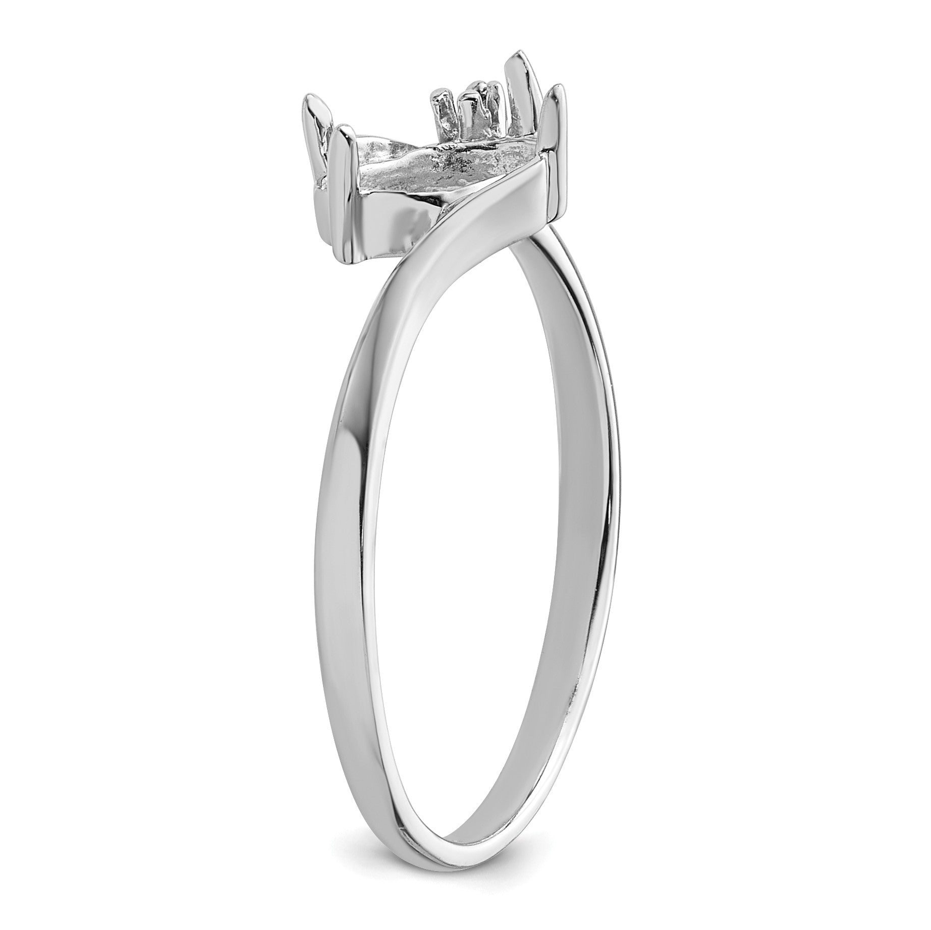 14k White Gold Holds 1-1.1mm Round and 1-7x3.5mm Marquise Gemstone Ring Mounting
