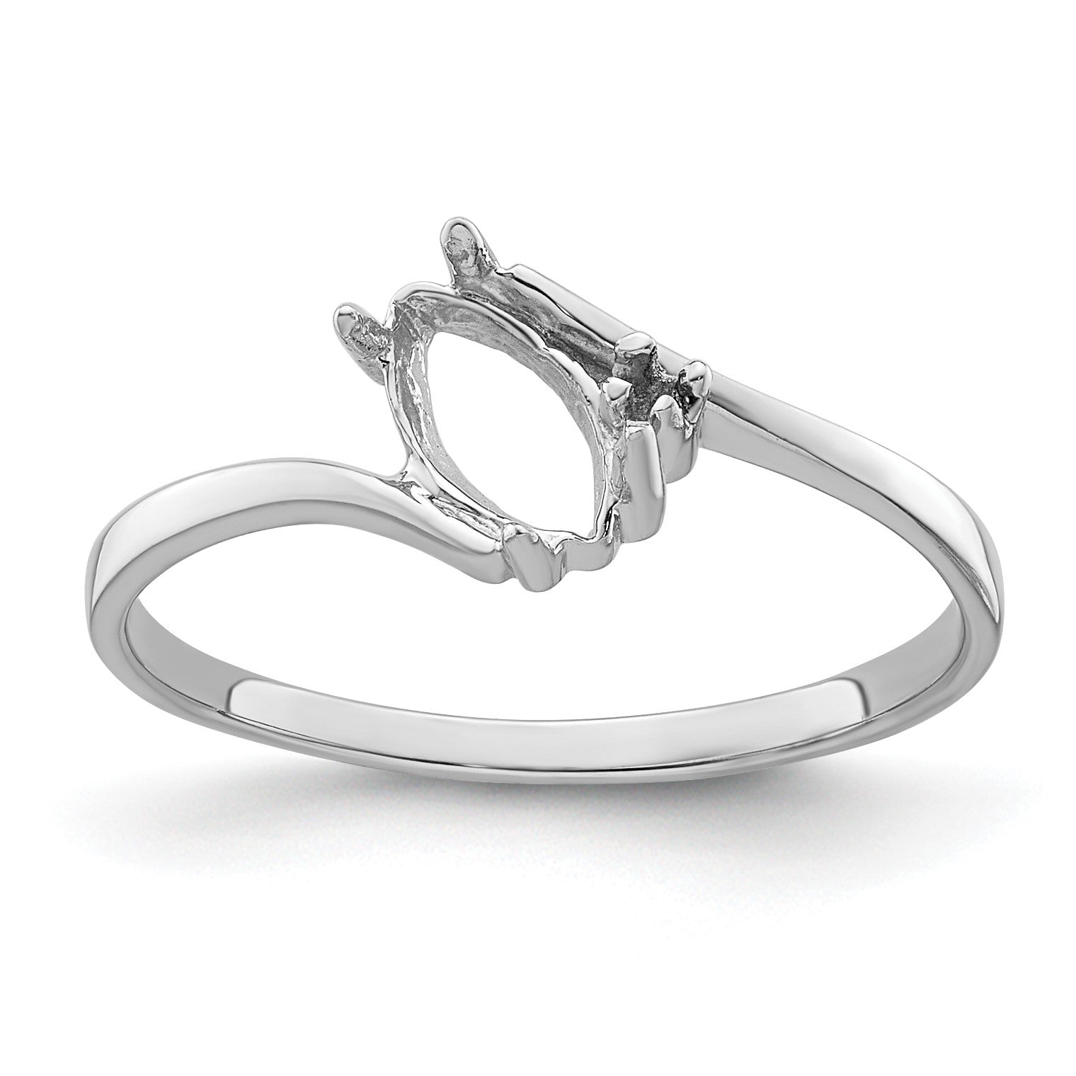 14k White Gold Holds 1-1.1mm Round and 1-7x3.5mm Marquise Gemstone Ring Mounting