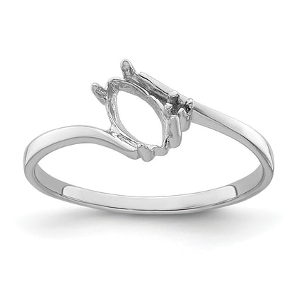 14k White Gold Holds 1-1.1mm Round and 1-7x3.5mm Marquise Gemstone Ring Mounting