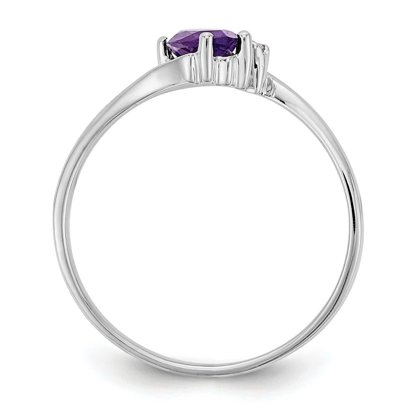 14k White Gold 7x3.5mm Marquise Amethyst and AA Diamond Ring