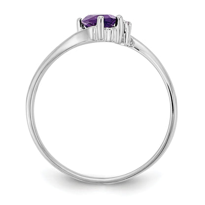 14k White Gold 7x3.5mm Marquise Amethyst and AA Diamond Ring