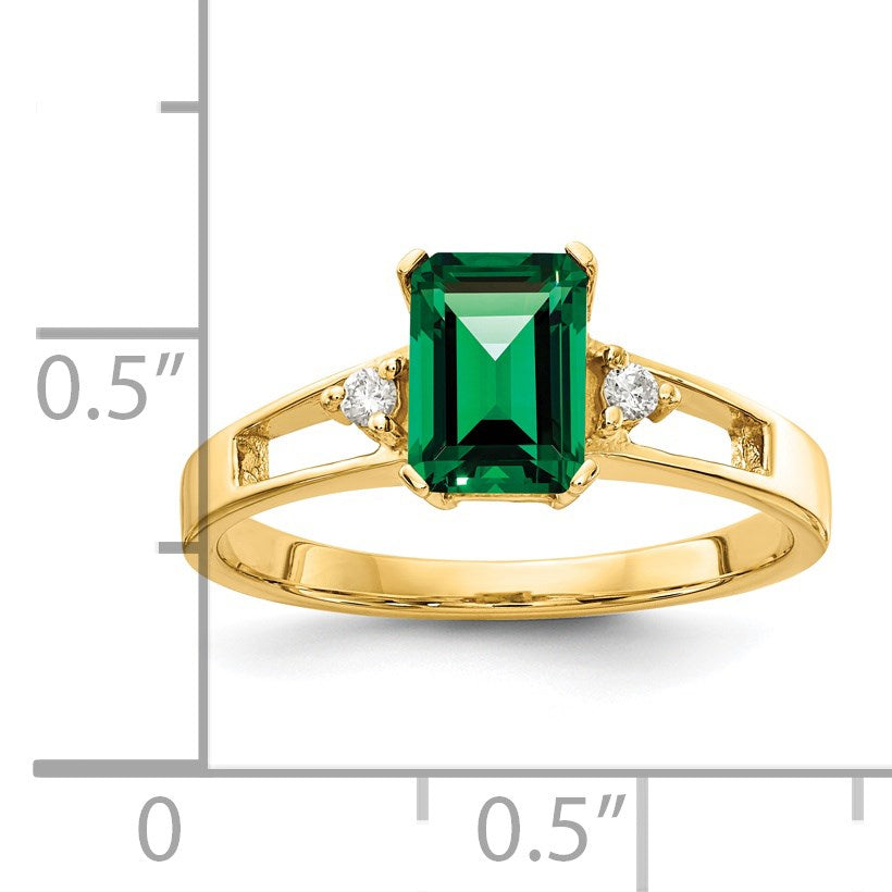 14k 7x5mm Emerald-cut Mount St. Helens and 1/20 carat AA Diamond Ring