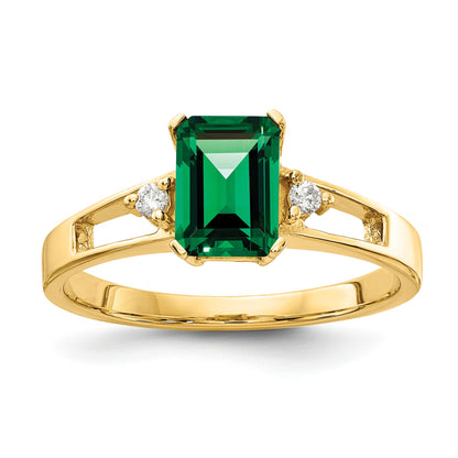 14k 7x5mm Emerald-cut Mount St. Helens and 1/20 carat AA Diamond Ring