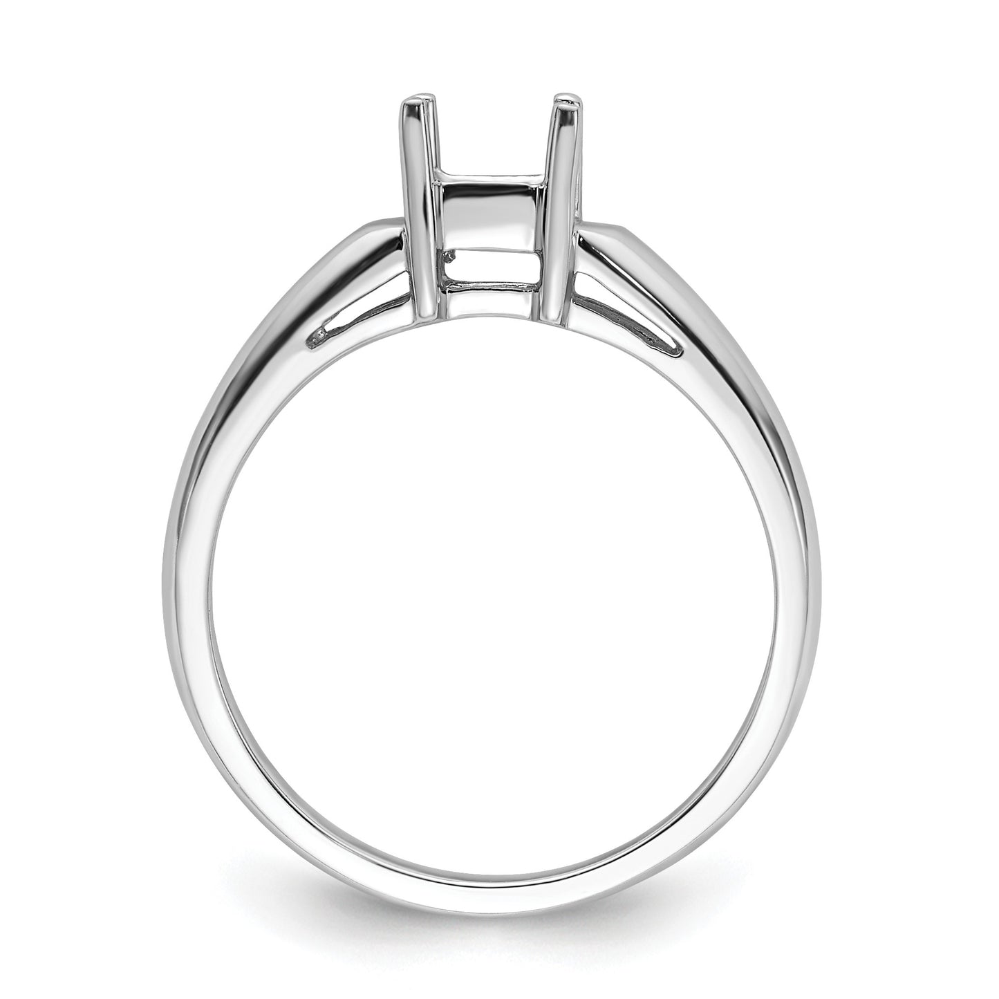 14k White Gold Holds 4mm Princess Gemstone Ring Mounting