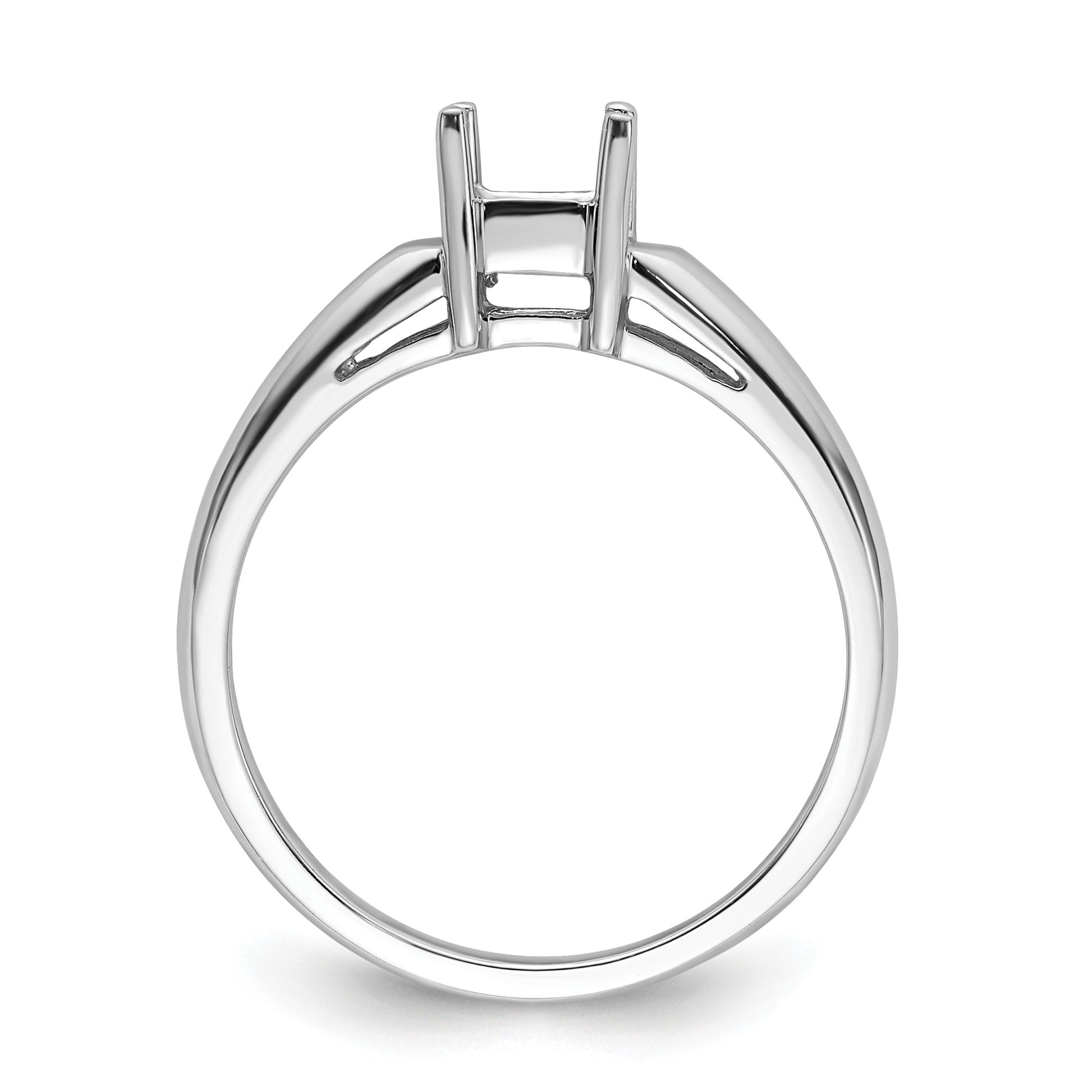 14k White Gold Holds 4mm Princess Gemstone Ring Mounting