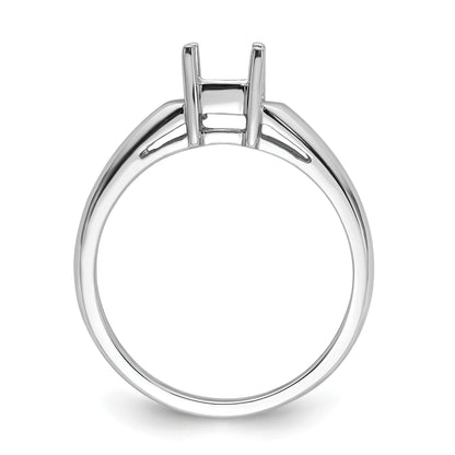 14k White Gold Holds 4mm Princess Gemstone Ring Mounting