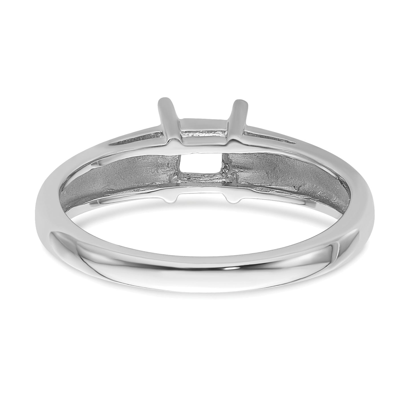 14k White Gold Holds 4mm Princess Gemstone Ring Mounting