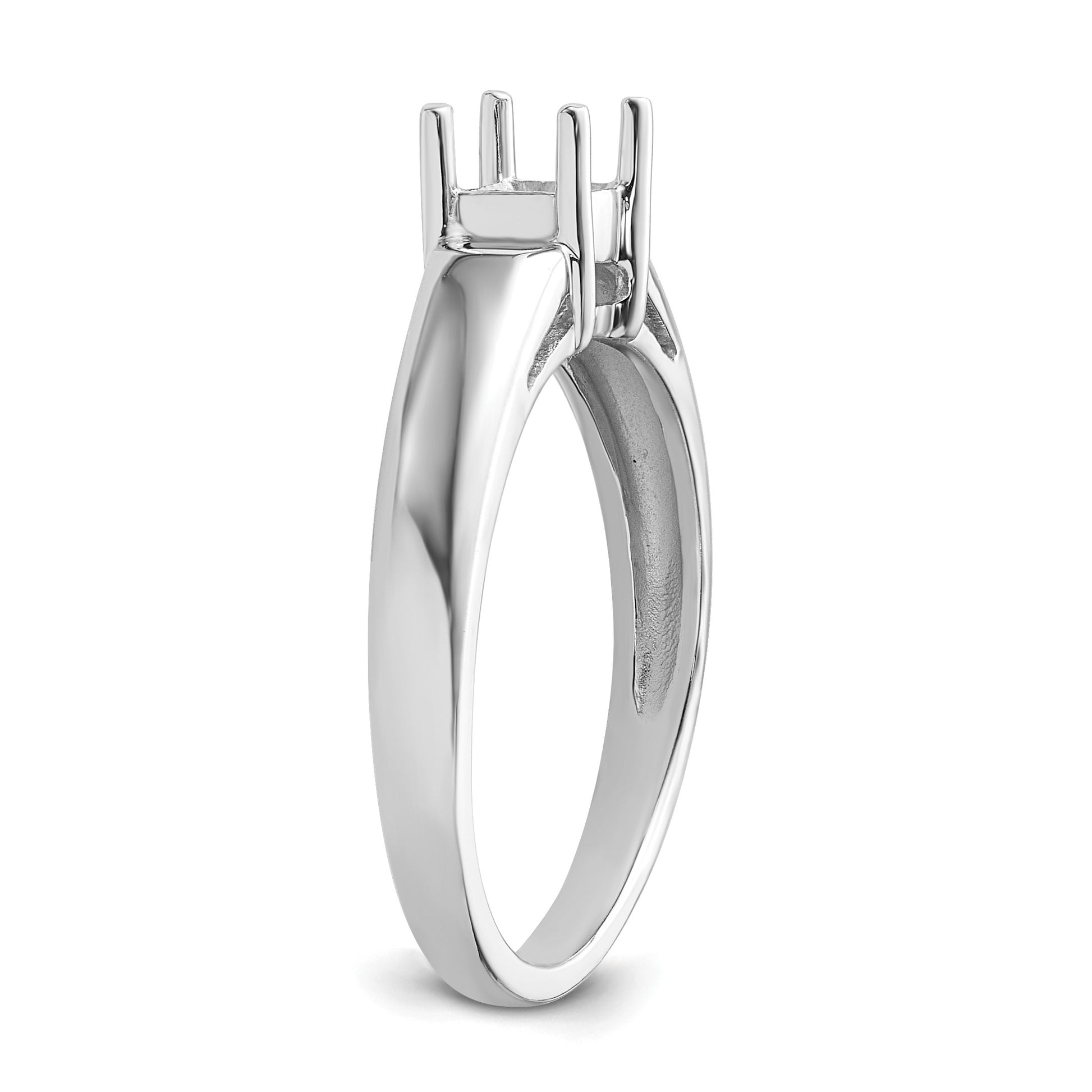 14k White Gold Holds 4mm Princess Gemstone Ring Mounting