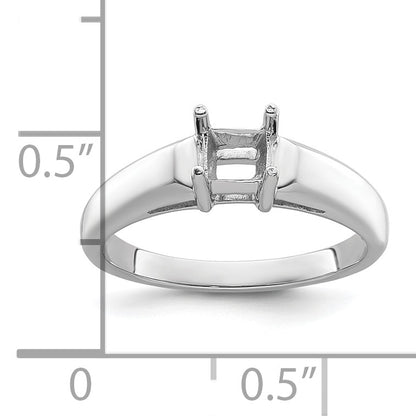 14k White Gold Holds 4mm Princess Gemstone Ring Mounting