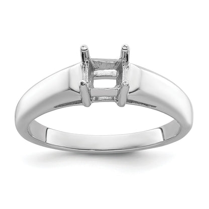14k White Gold Holds 4mm Princess Gemstone Ring Mounting