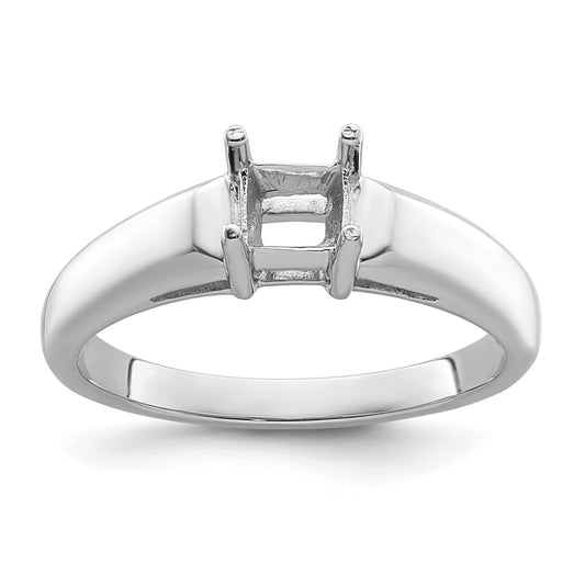 14k White Gold Holds 4mm Princess Gemstone Ring Mounting