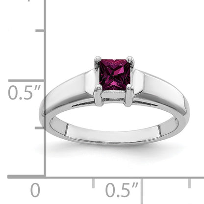 14k White Gold 4mm Princess-Cut Rhodolite Garnet Ring
