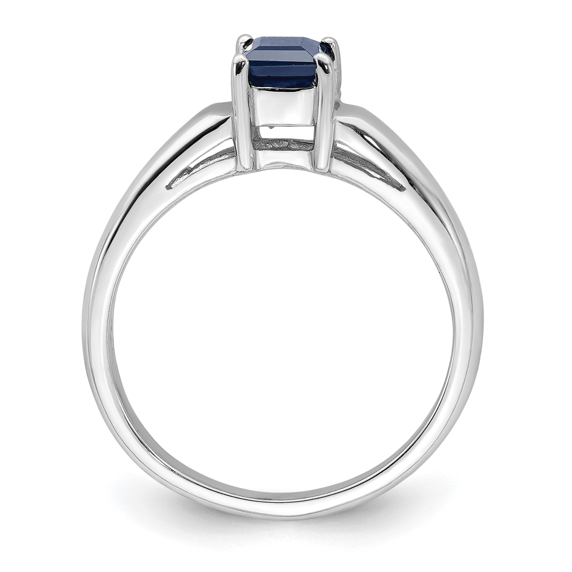 14k White Gold 4mm Princess-cut Blue Sapphire Ring