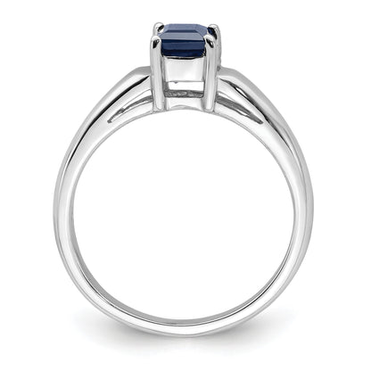 14k White Gold 4mm Princess-cut Blue Sapphire Ring