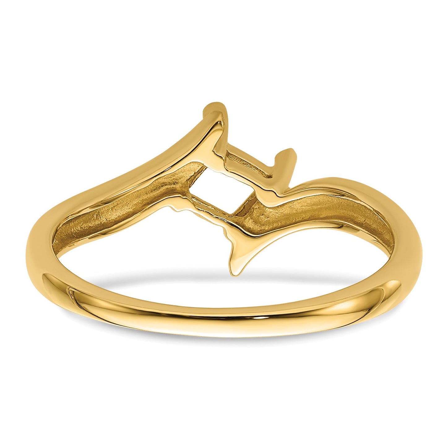 14k Holds 4mm Princess-cut Gemstone Ring Mounting