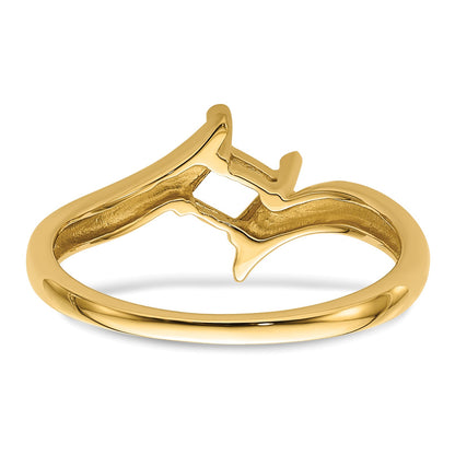 14k Holds 4mm Princess-cut Gemstone Ring Mounting