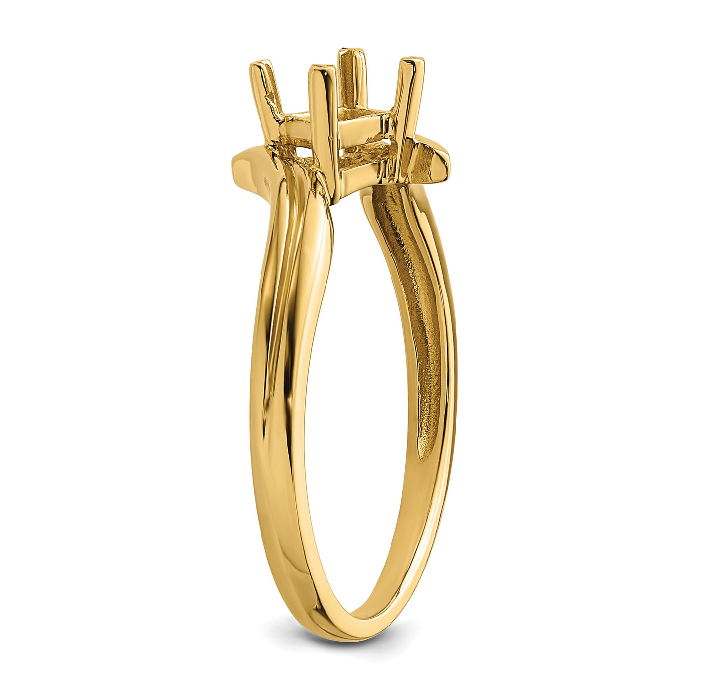 14k Holds 4mm Princess-cut Gemstone Ring Mounting