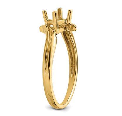 14k Holds 4mm Princess-cut Gemstone Ring Mounting