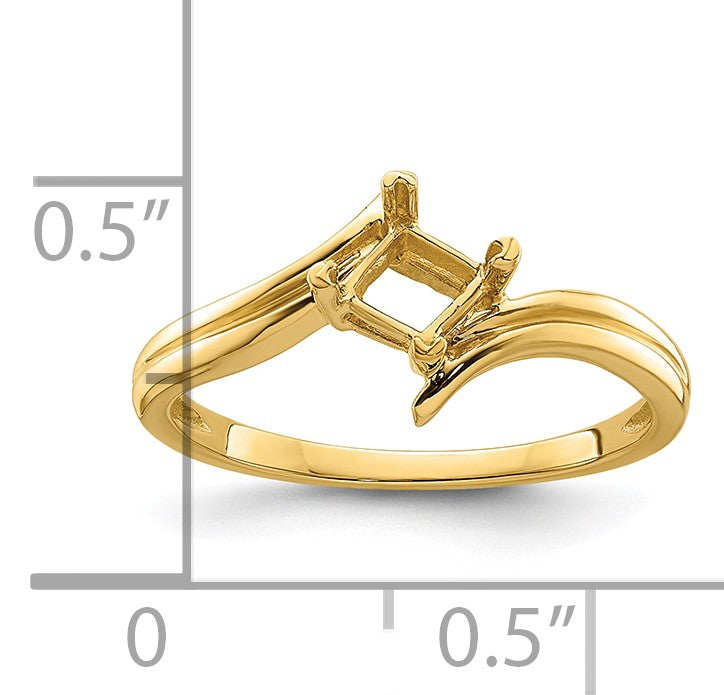 14k Holds 4mm Princess-cut Gemstone Ring Mounting