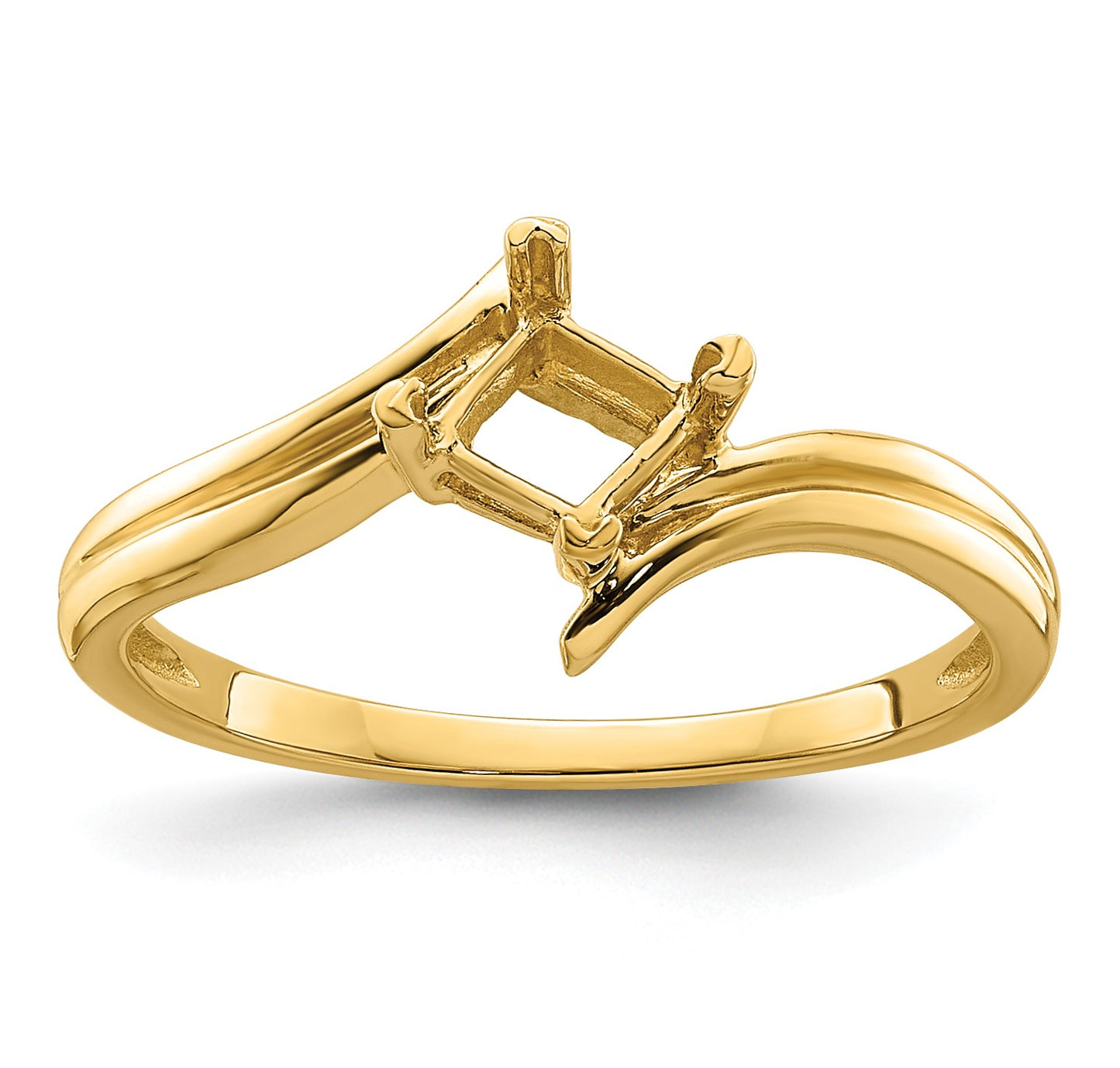 14k Holds 4mm Princess-cut Gemstone Ring Mounting