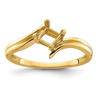 14k Holds 4mm Princess-cut Gemstone Ring Mounting