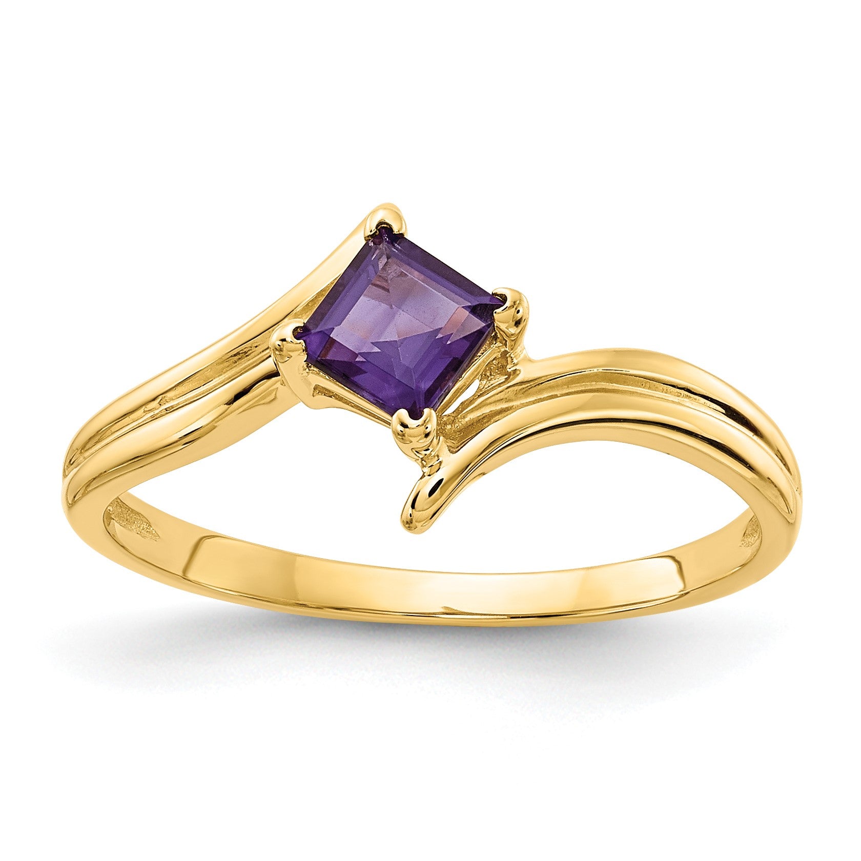 14k 4mm Princess-cut Amethyst Ring